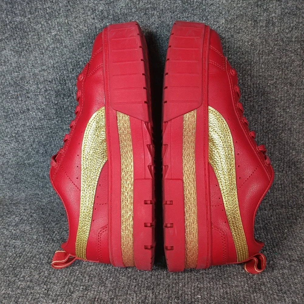 Puma Mayze Sneakers Women 9.5 Red Gold Platform Leather Determined